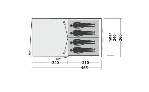 Easy Camp Galaxy 400 Steel Blue Blackroom 12M² & 4 Kişilik Yüksek Aile Çadırı
