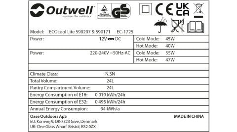 Outwell ECOcool Lite Dark Blue 24 Litre 12V/230V Buz Dolabı
