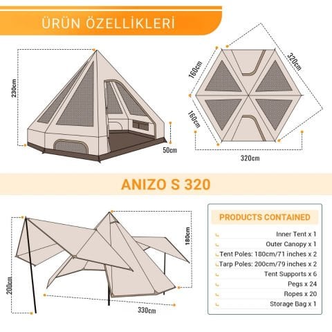 KingCamp ANIZO S 320 Canvas Glamping Çadır