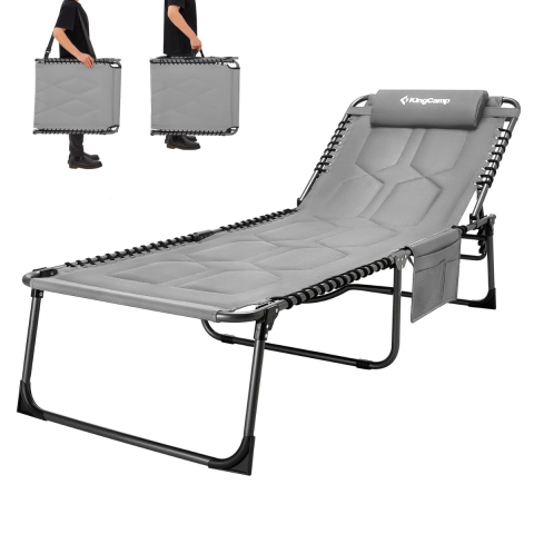 KingCamp Bavaria Cozy Premium 5 Kademeli Katlanır Şezlong Grey