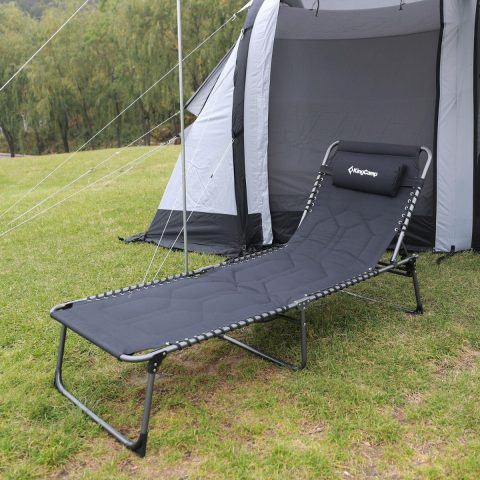 KingCamp Bavaria Cozy Premium 5 Kademeli Katlanır Şezlong Black