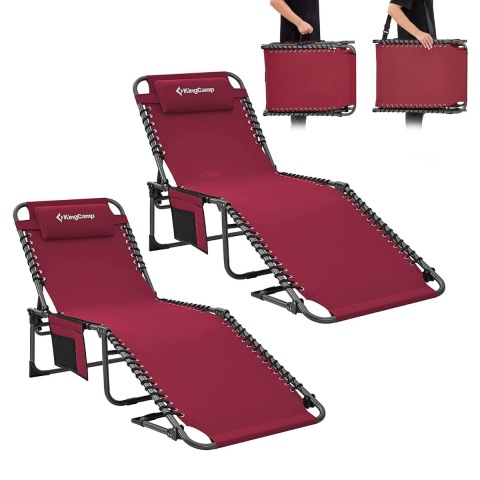 KingCamp Berlin Classic Comfort 2'li Set 5 Kademeli Katlanır Şezlong Wine