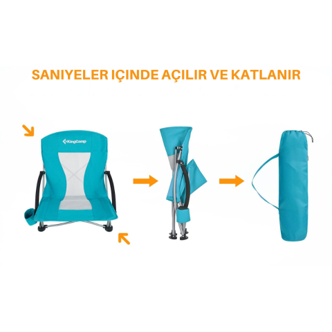 KingCamp Lilac Beach Chair Plaj ve Dinlenme Sandalyesi Cyan