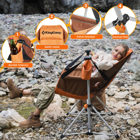 KingCamp Orchid Salıncaklı Katlanır Kamp Sandalyesi Brown / Coffee