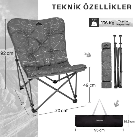 KingCamp Lemon Lux Ultra Konforlu Kamp Sandalyesi V.petra