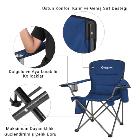 KingCamp Lotus XL Cool Ice Ultra Konforlu & Takviyeli Kamp Sandalyesi Blue