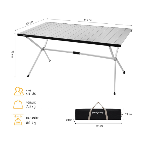 KingCamp Dolomite XL Premium Katlanır Kamp Masası