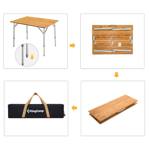 KingCamp Bamboo XL 120x70 Bambu Kamp Masası