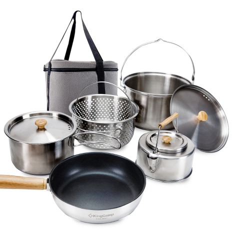 KingCamp Cookware Set I Paslanmaz Çelik Kamp Tencere Seti