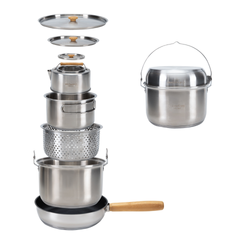 KingCamp Cookware Set I Paslanmaz Çelik Kamp Tencere Seti