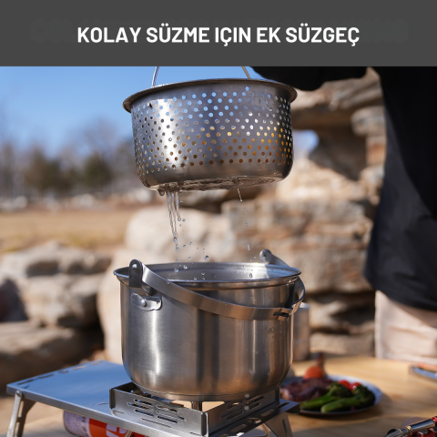 KingCamp Cookware Set I Paslanmaz Çelik Kamp Tencere Seti