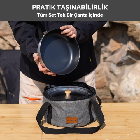 KingCamp Cookware Set I Paslanmaz Çelik Kamp Tencere Seti