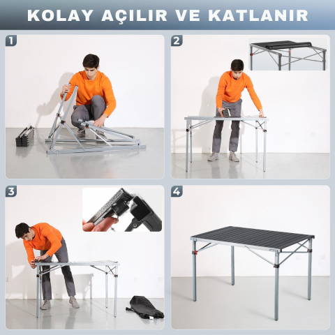 KingCamp Granite Alüminyum Katlanır Kamp Masası Silver Blk