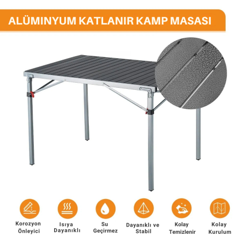KingCamp Granite Alüminyum Katlanır Kamp Masası Silver Blk