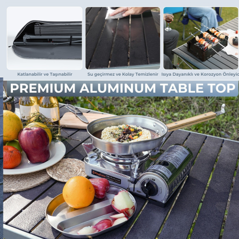 KingCamp Granite Alüminyum Katlanır Kamp Masası Black