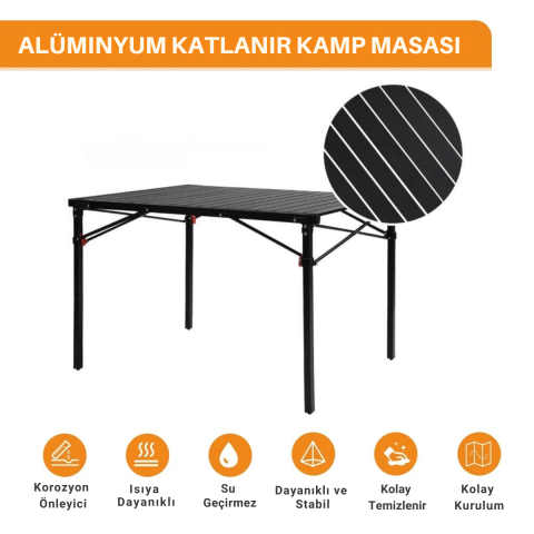 KingCamp Granite Alüminyum Katlanır Kamp Masası Black