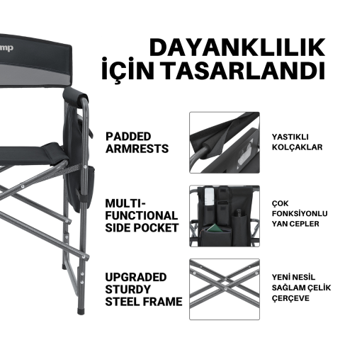 KingCamp Ash Comfort İkili Set Katlanır Kamp Sandalyesi Grey