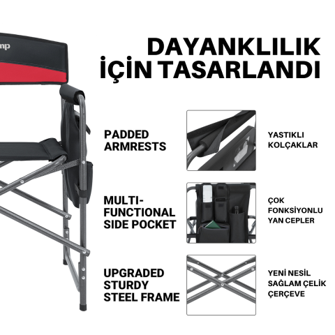 KingCamp Ash Comfort İkili Set Katlanır Kamp Sandalyesi Red