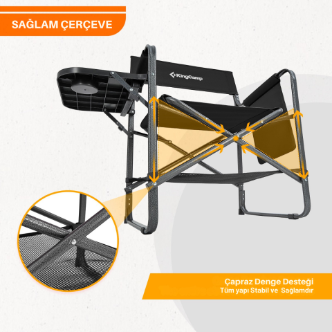 KingCamp Ash Compact Katlanır Kamp Sandalyesi Black