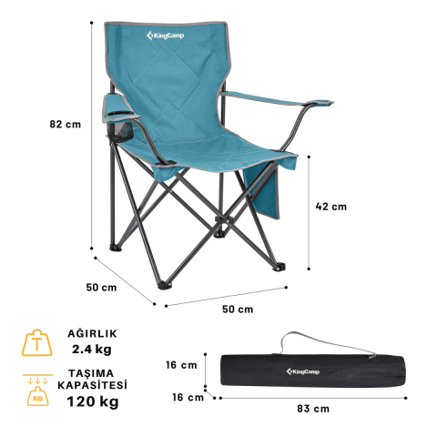 KingCamp Lotus Comfort Konforlu & Takviyeli Kamp Sandalyesi Cyan