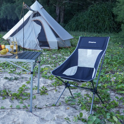 KingCamp Canna High Back Ultralight Katlanır Kamp Sandalyesi Black