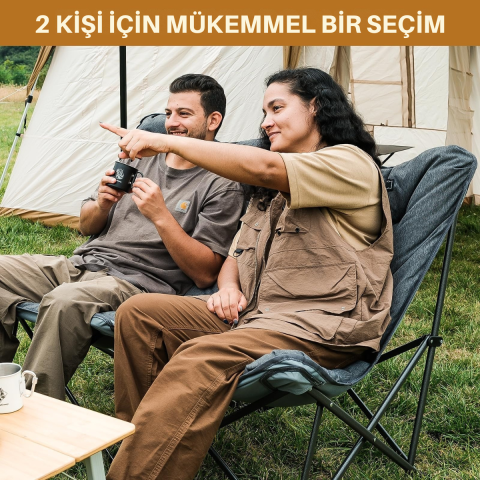 KingCamp Lemon Lux Double Ultra Konforlu Çift Kişilik Kamp Sandalyesi Grey