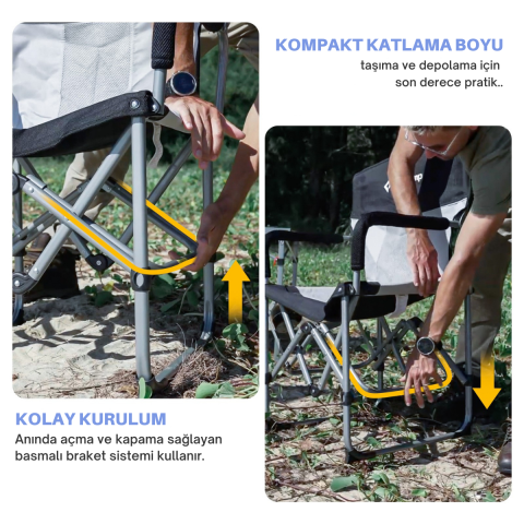 KingCamp Ash Premium Comfort Katlanır Kamp Sandalyesi B.Grey