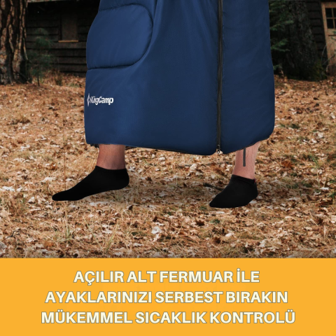 KingCamp Cloud 400 Ultra -15°C Geniş Uyku Tulumu Navy Sağ F.