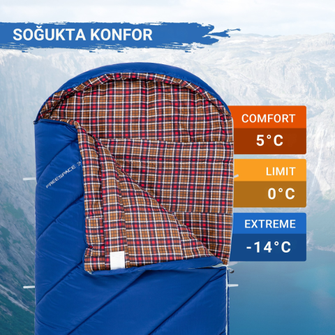 KingCamp FreeSpace 350 Relax -15°C Uyku Tulumu Navy