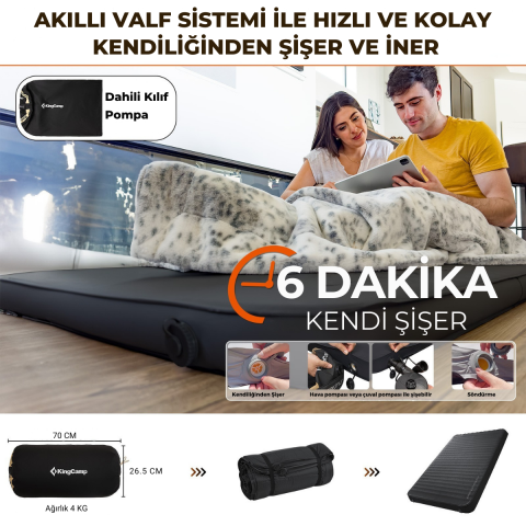KingCamp Premium Double Çift Kişilik Şişme Mat R-Değeri 7.5