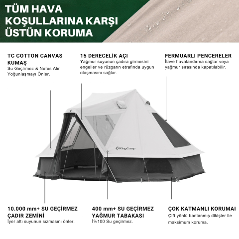 KingCamp Khan Villa Premium 6 Kişilik Glamping Aile Çadırı