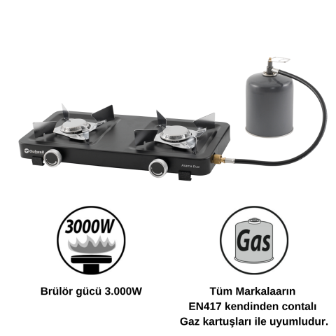 Outwell Asama Duo Burner Portatif İkili Kamp & Karavan Ocağı