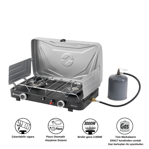 Outwell Katmai Duo Stove Çift Brülörlü Kompakt Portatif Ocak