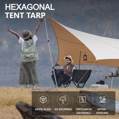 KingCamp Albano 5 Glamping Tarp UPF50+ I 410x410 Beige