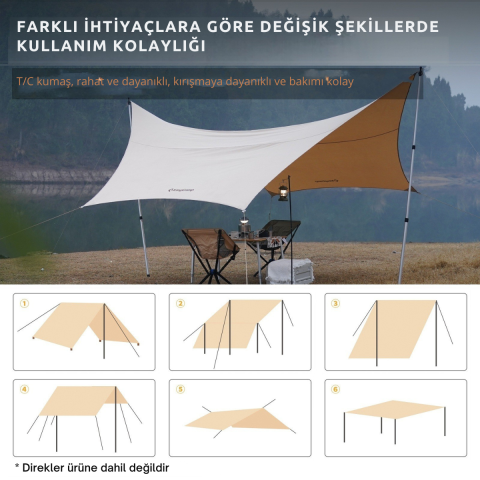 KingCamp Albano 5 Glamping Tarp UPF50+ I 410x410 Beige