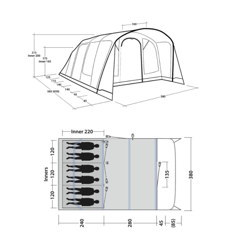 Outwell Colorado 6 Air 25 M² 6 Kişilik Premium Şişme Çadır