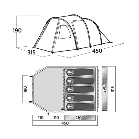 Easy Camp Hidra 5 Blackroom 14M² & 5 Kişilik Yüksek Aile Çadırı