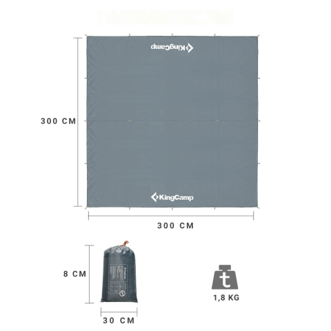 KingCamp Rimini M Tarp-Gölgelik UPF50+ I 300x300 CM Grey