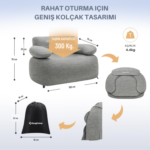 KingCamp Single Inflatable Sofa Premium Şişme Koltuk