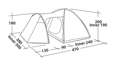 Easy Camp Messina 500 Blackroom 14M² & 5 Kişilik Yüksek Aile Çadırı