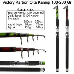 Victory Karbon Teleskopik Olta Kamışı 100-200 Gr Red