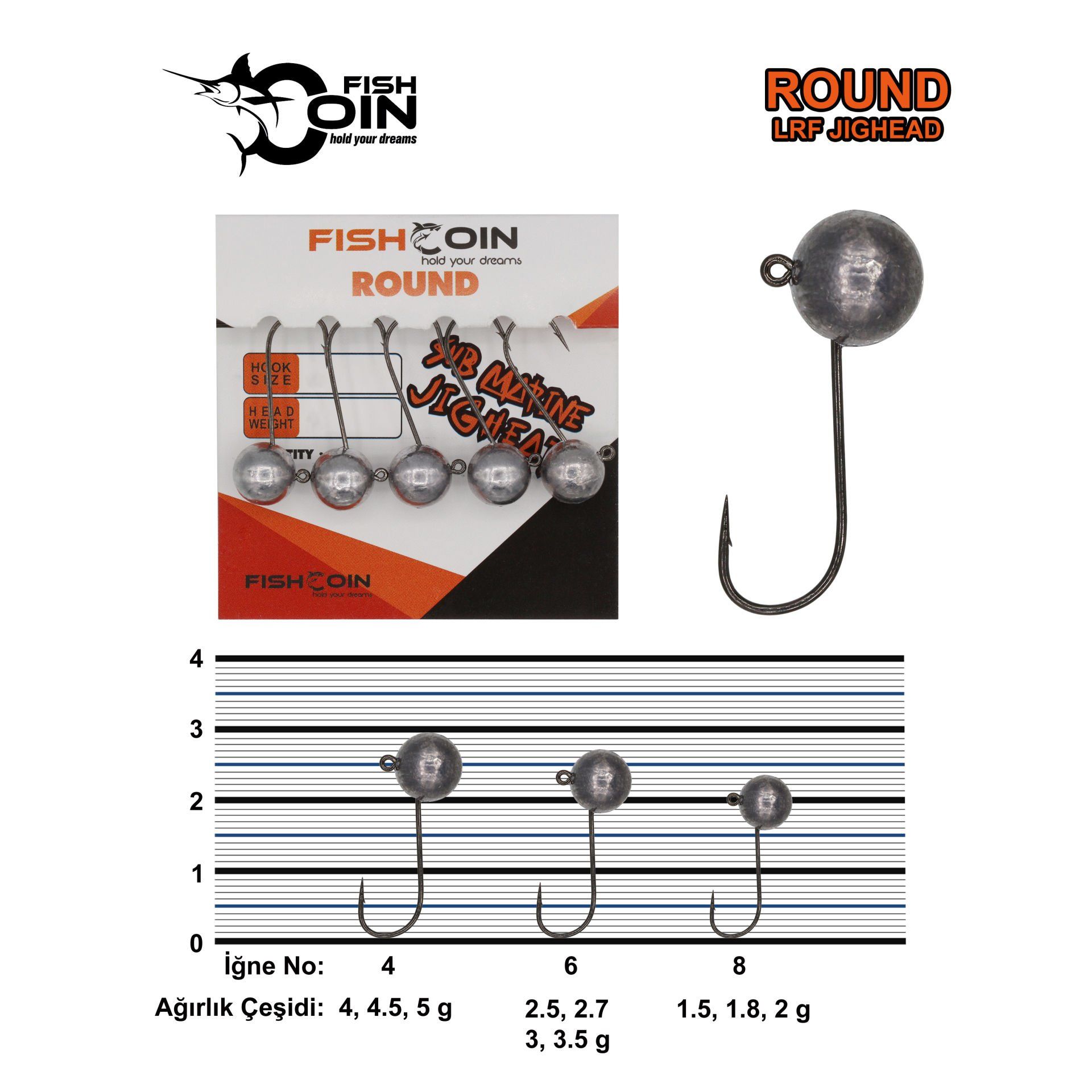 Fishcoin Round Jighead 6-3.5 Gr