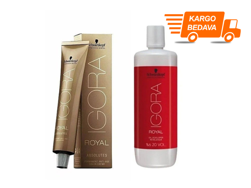 3 ADET Igora Royal Absolutes 7-60 Kumral-Çikolata Doğal Saç Boyası + 1L Oksidan