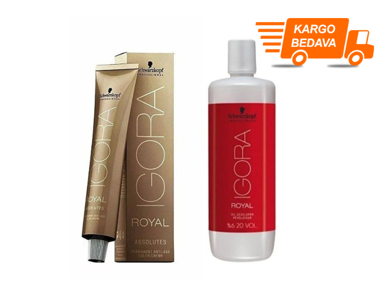 7 ADET Igora Royal Absolutes 9-40 Sarı-Doğal Bej Saç Boyası + 1L Oksidan