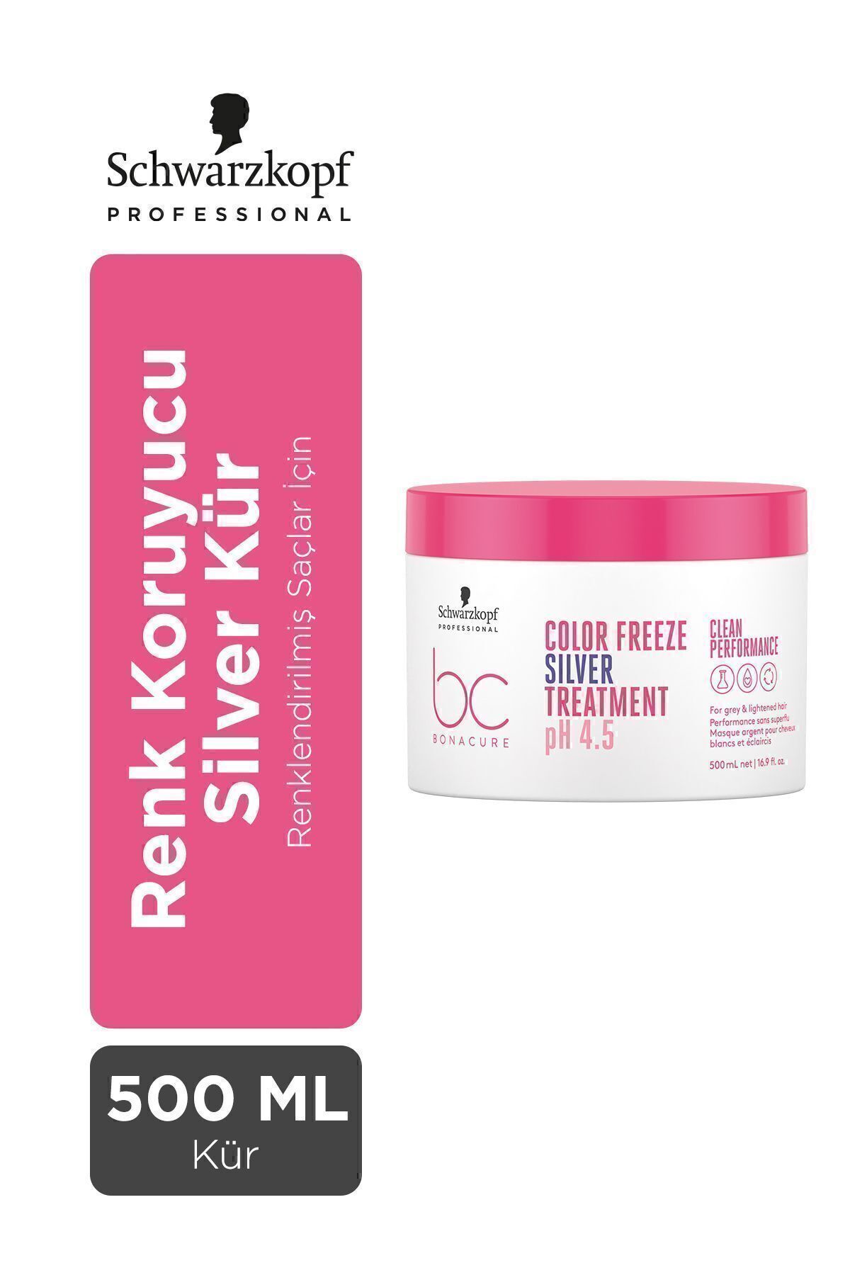 BC Clean Renk Koruyucu Gümüş Kür 500ml | Saçı optimum pH seviyesi olan 4,5'e getirir