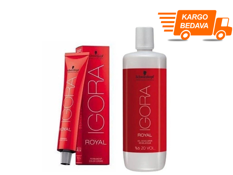 3 ADET Igora Royal 8-00 Açık Kumral-Ekstra Doğal Saç Boyası + 1L Oksidan