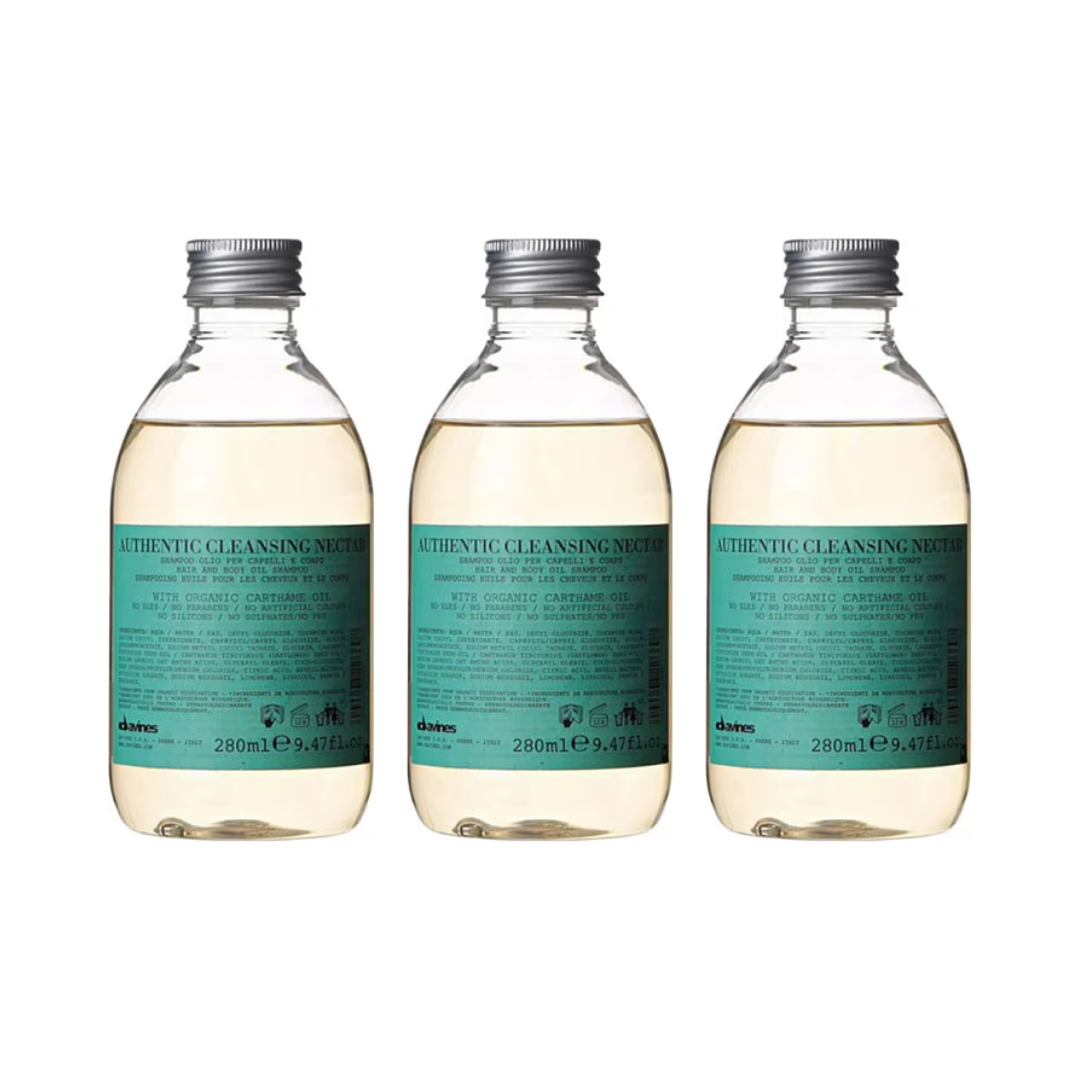 Ekonomik Üçlü Davines Authentic Cleansing Nectar Arındırıcı Şampuan 280ml - %100 Orijinal %100 Saf- Alerjik Tüketicilere Özel Üretim