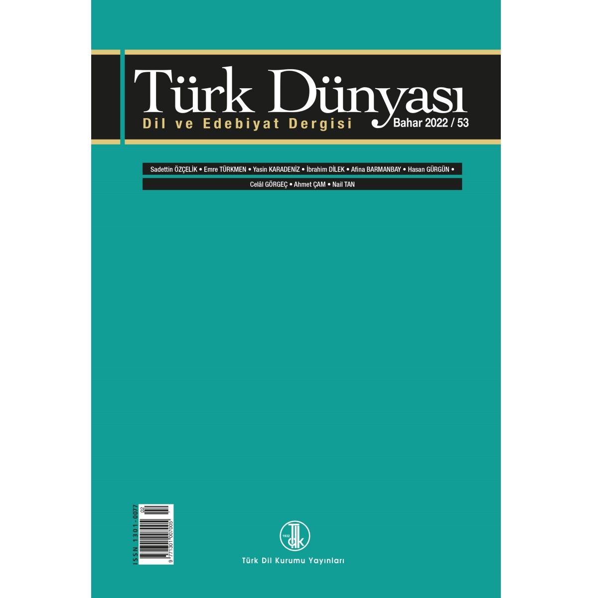 Türk Dünyası Dil ve Edebiyat Dergisi 53.Sayı Bahar 2022