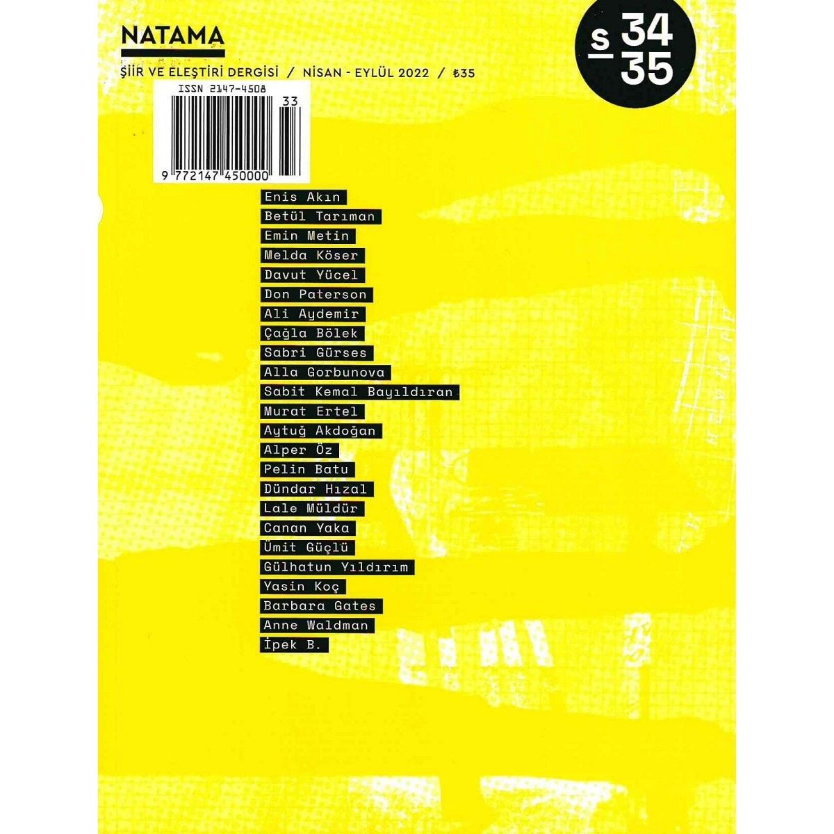 Natama 34-35.Sayı Nisan-Eylül 2022