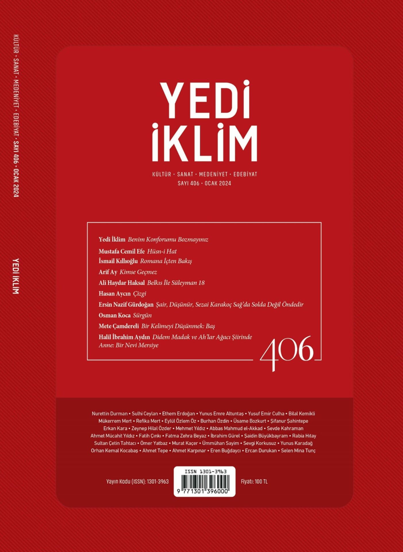 Yedi İklim 406.Sayı Ocak 2024